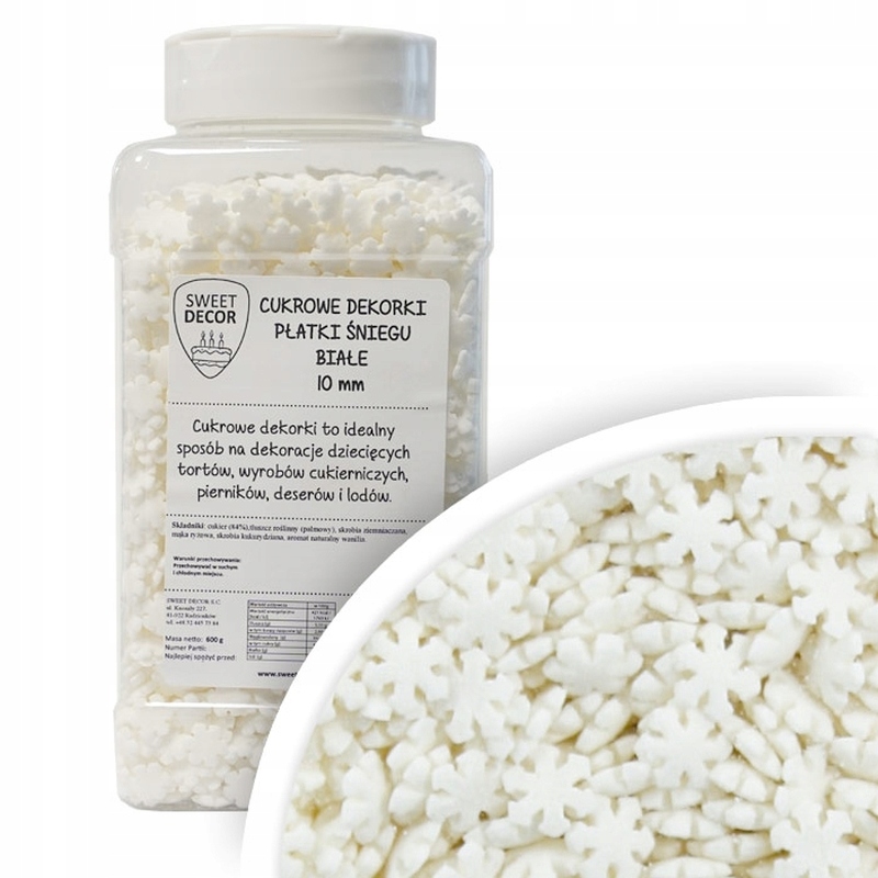 Posypka Cukrowa Płatki Śniegu Śnieżynki 10mm 1kg