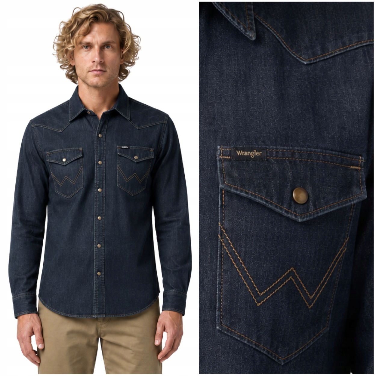 Wrangler Westernová košile Canyon regular tmavá džínová košile M
