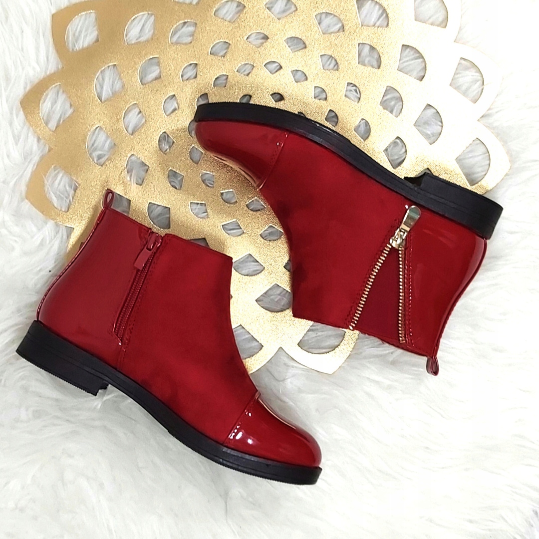 BOTKI DZIEWCZĘCE Z LAKIEROWANYM NOSKIEM SUWAK 36 Płeć dziewczynki