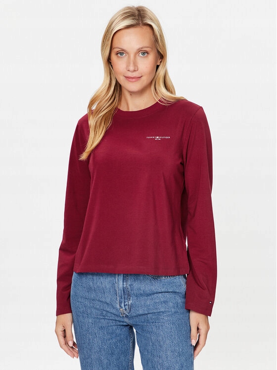 Vínová halenka do pasu Tommy Hilfiger M