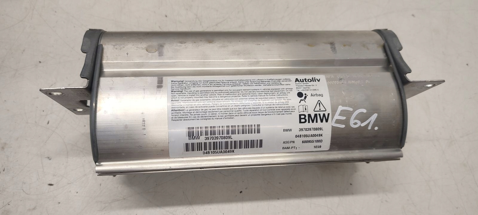 dashboard console passenger airbag BMW E61 2,5D