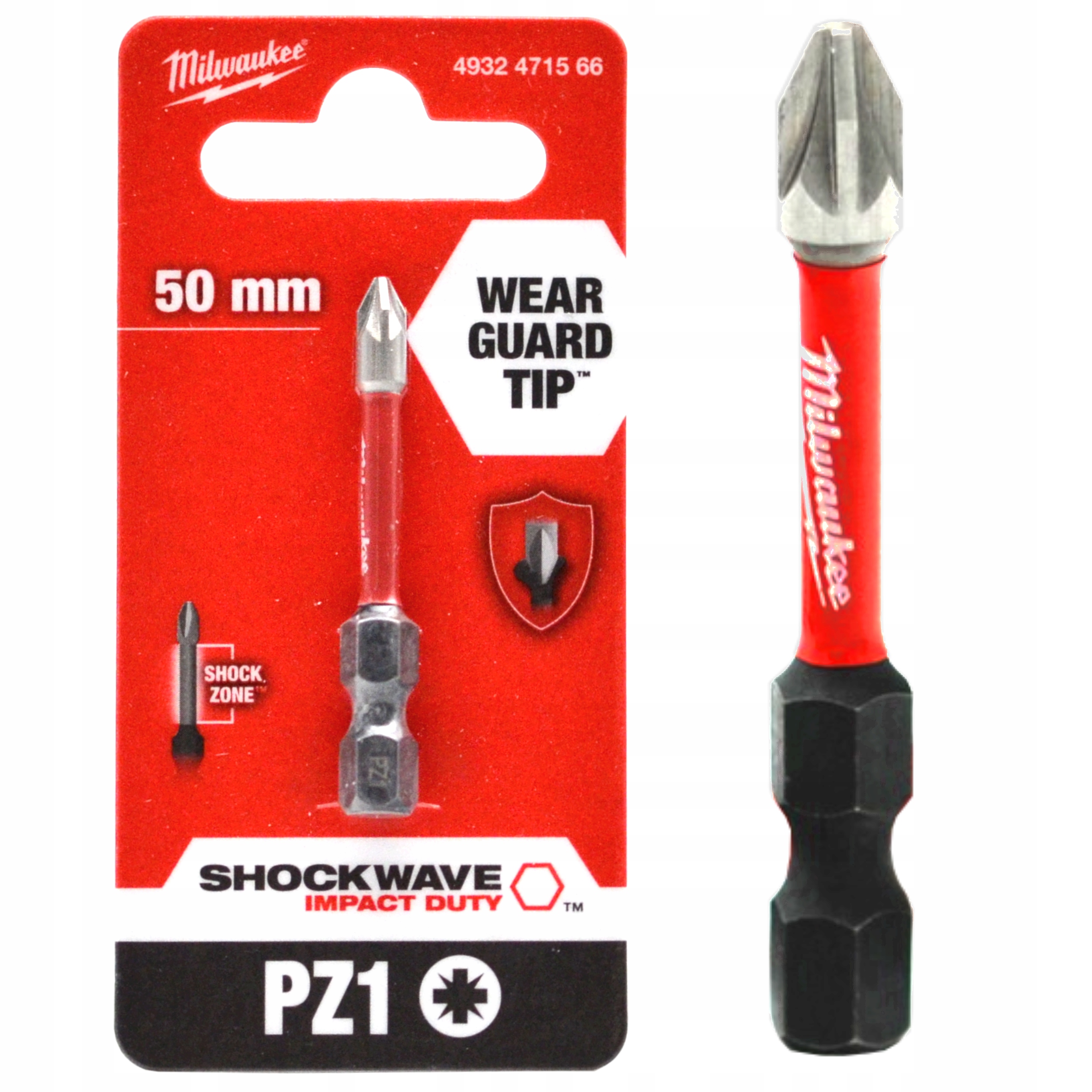 Bit Udarowy Końcówka Shockwave PZ1 50 MM Pz Mocne Udarowe Milwaukee