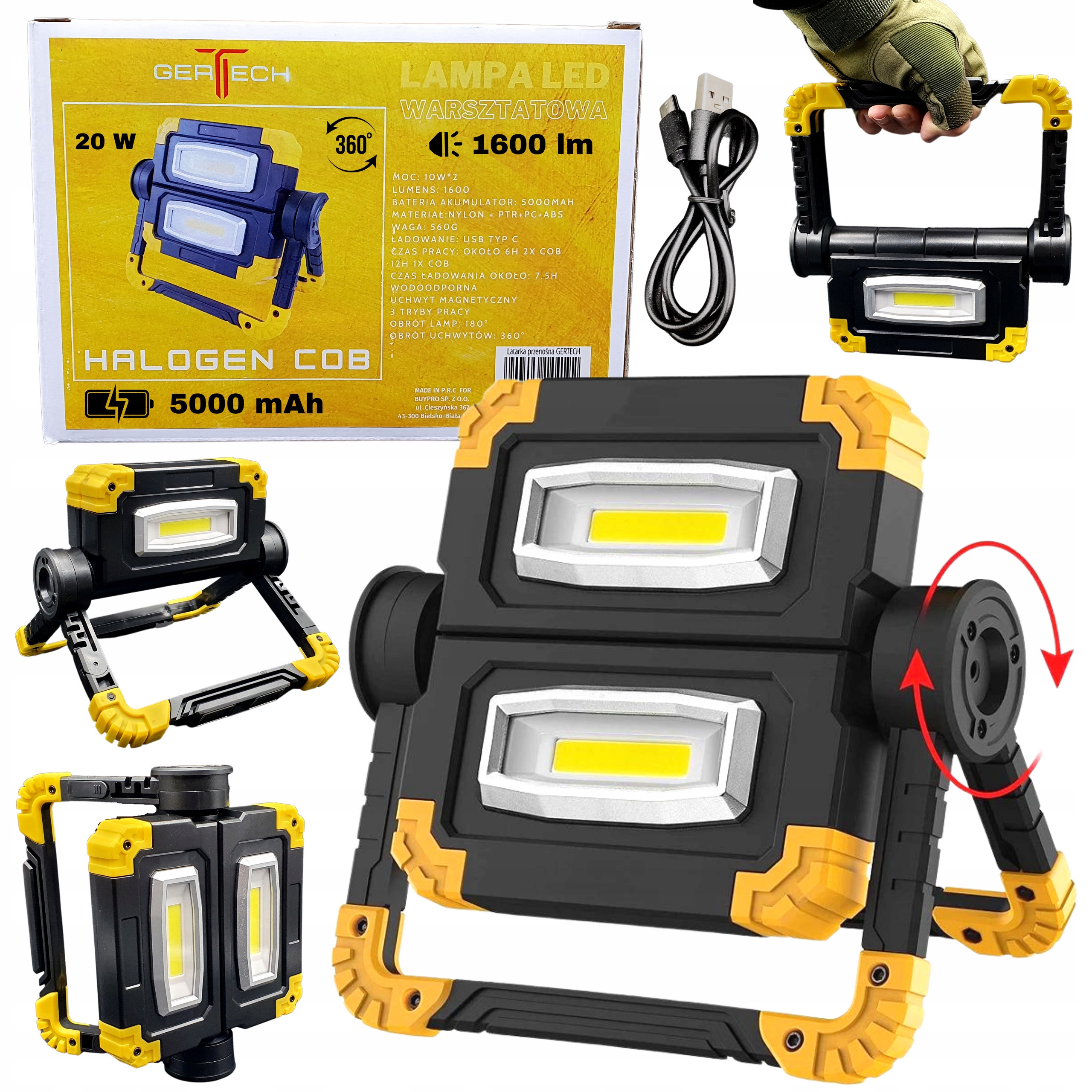 Світлодіодна лампа акумуляторна 5000 мАг галогенна дуже потужна