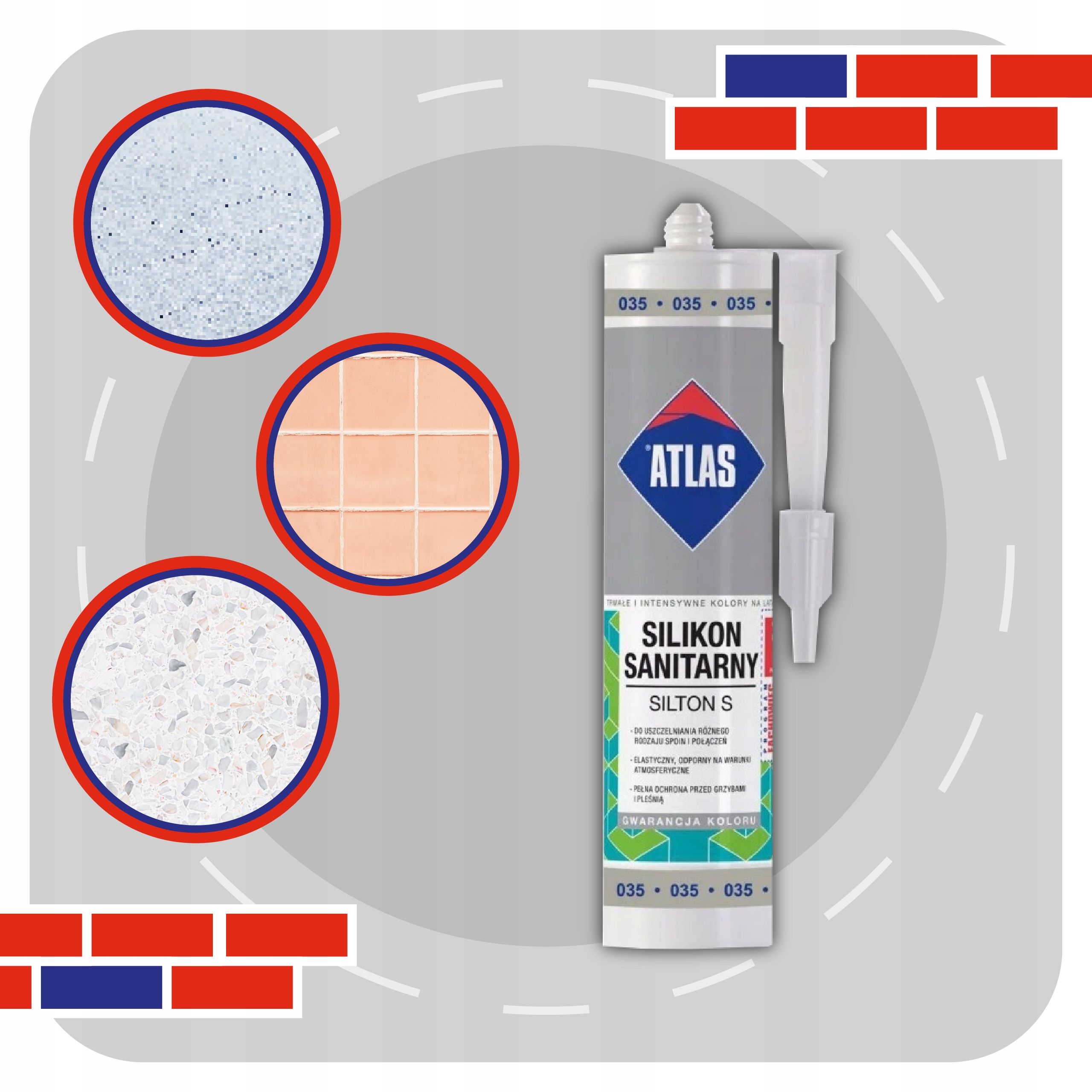 ATLAS SILIKON SILTON S 280ml - 035 SZARY Kod producenta SILTON-S-035-N2