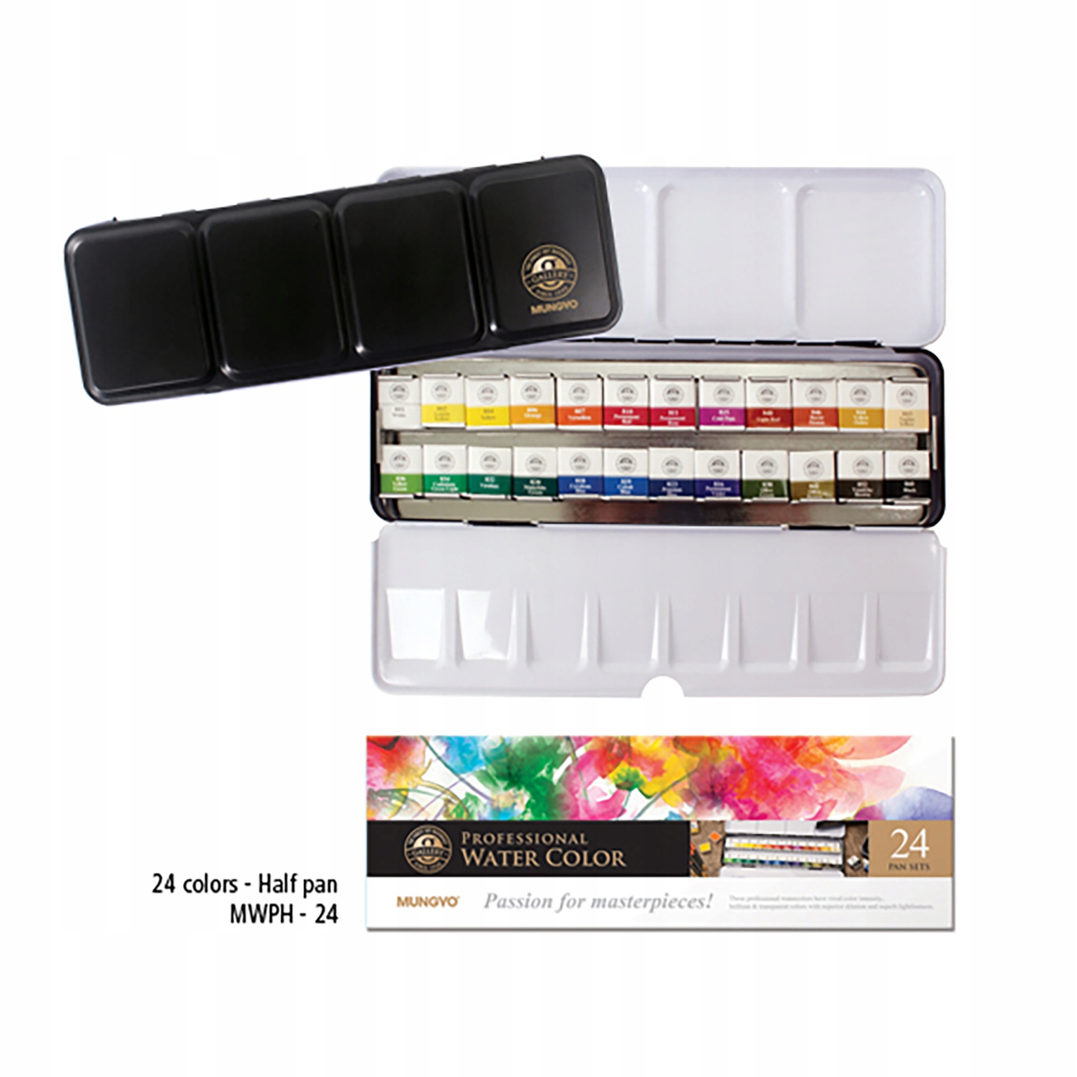 Gallery Akvarelové Barvy V Polokostkách 24 Barev MWPH24 Mungyo