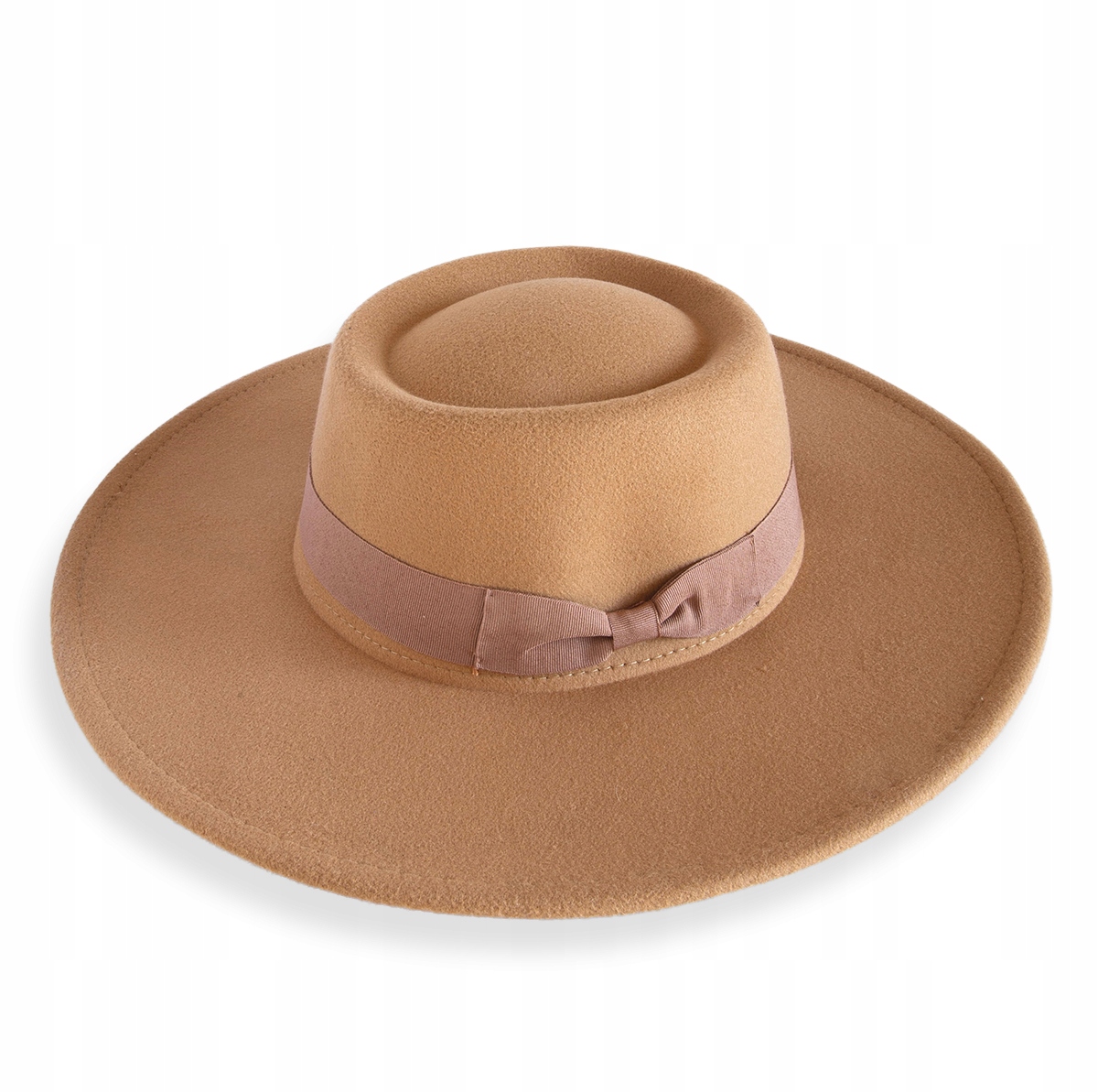 

Kapelusz damski brązowy tasiemka filcowy