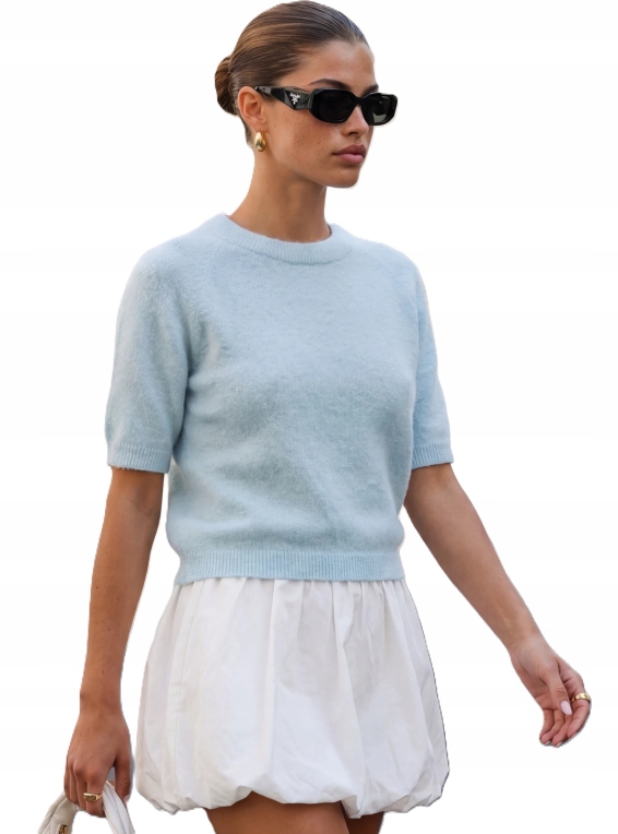 Cocomore Svetr Bluza Krátký rukáv Baby Alpaca Modrý Nový