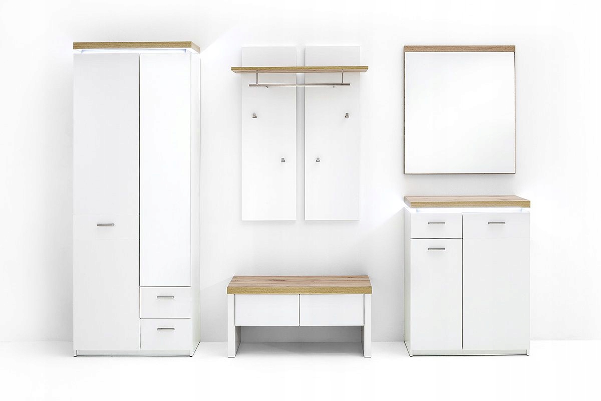 Ławka biała do przedpokoju z szufladami Ermo Materiał obicia brak