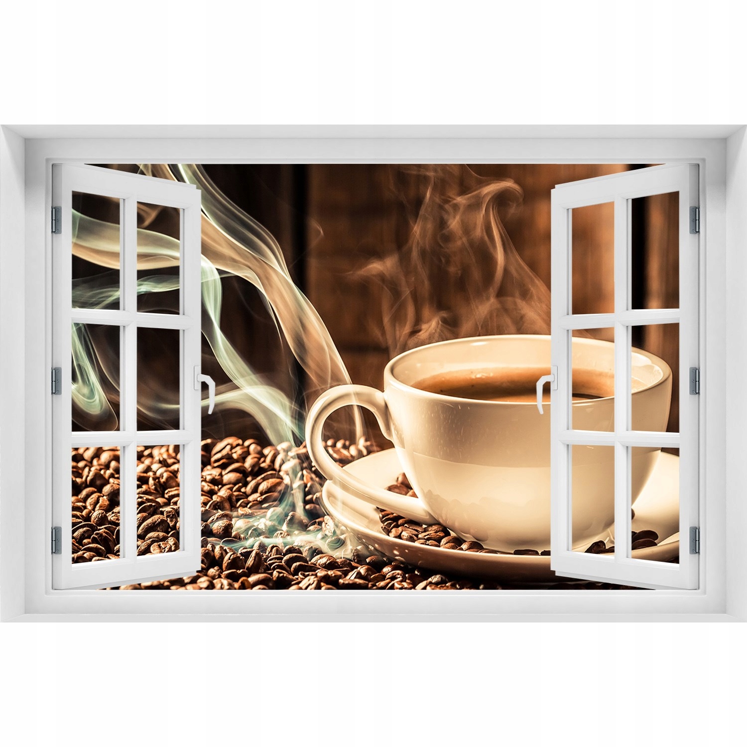 

3D Okno Naklejka ścienna Aromatyczna kawa 150x100