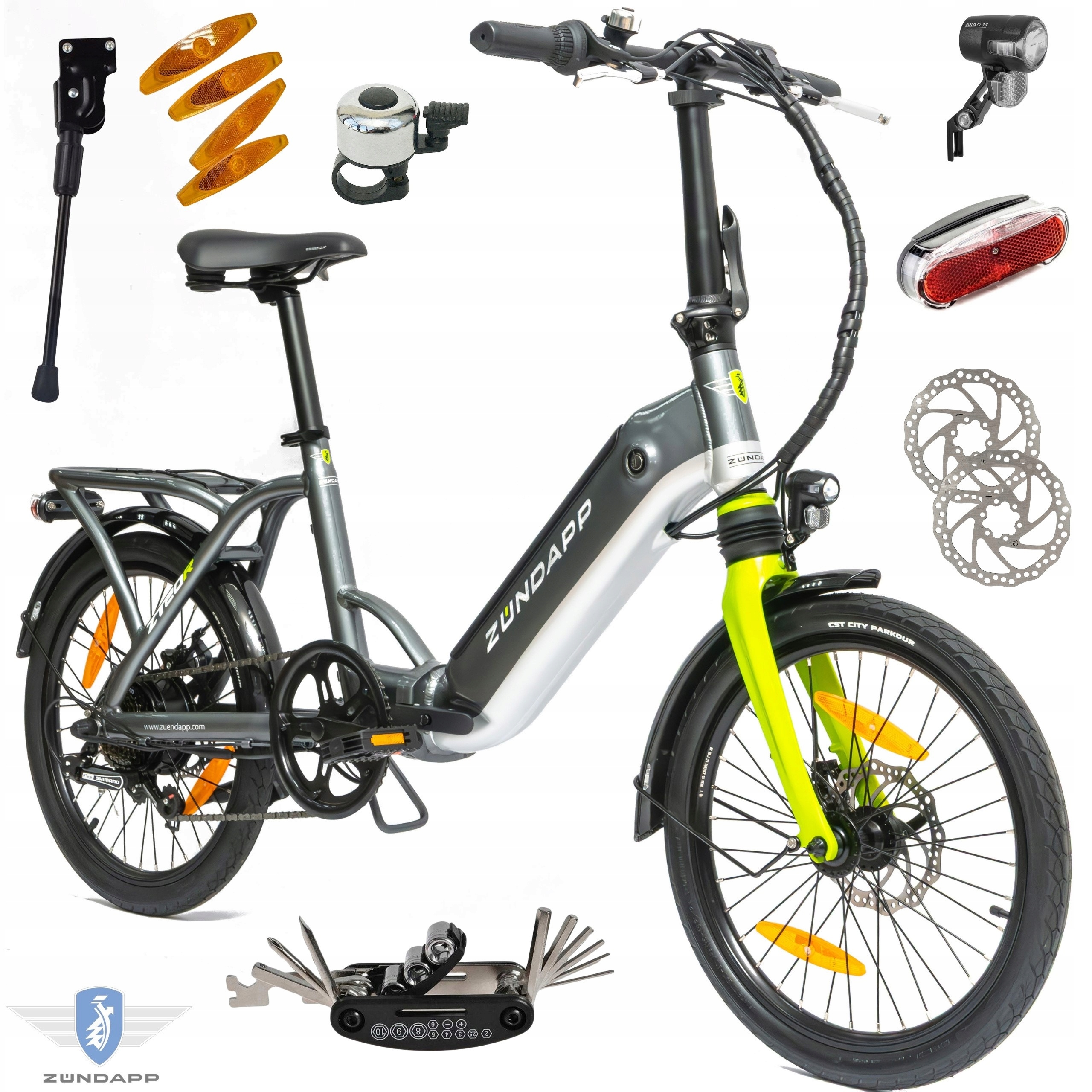 Rower Elektryczny Męski Damski Składany 20" Shimano Tarcze 250 W LCD Alu