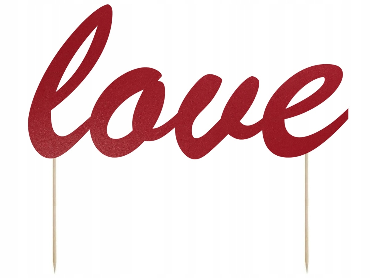 

Topper na tort Love czerwony 15cm 1szt Ślub Wesele