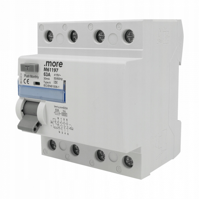 Diferenciální proudový spínač Diferenciální proud 63A 30mA A 6kA 4P