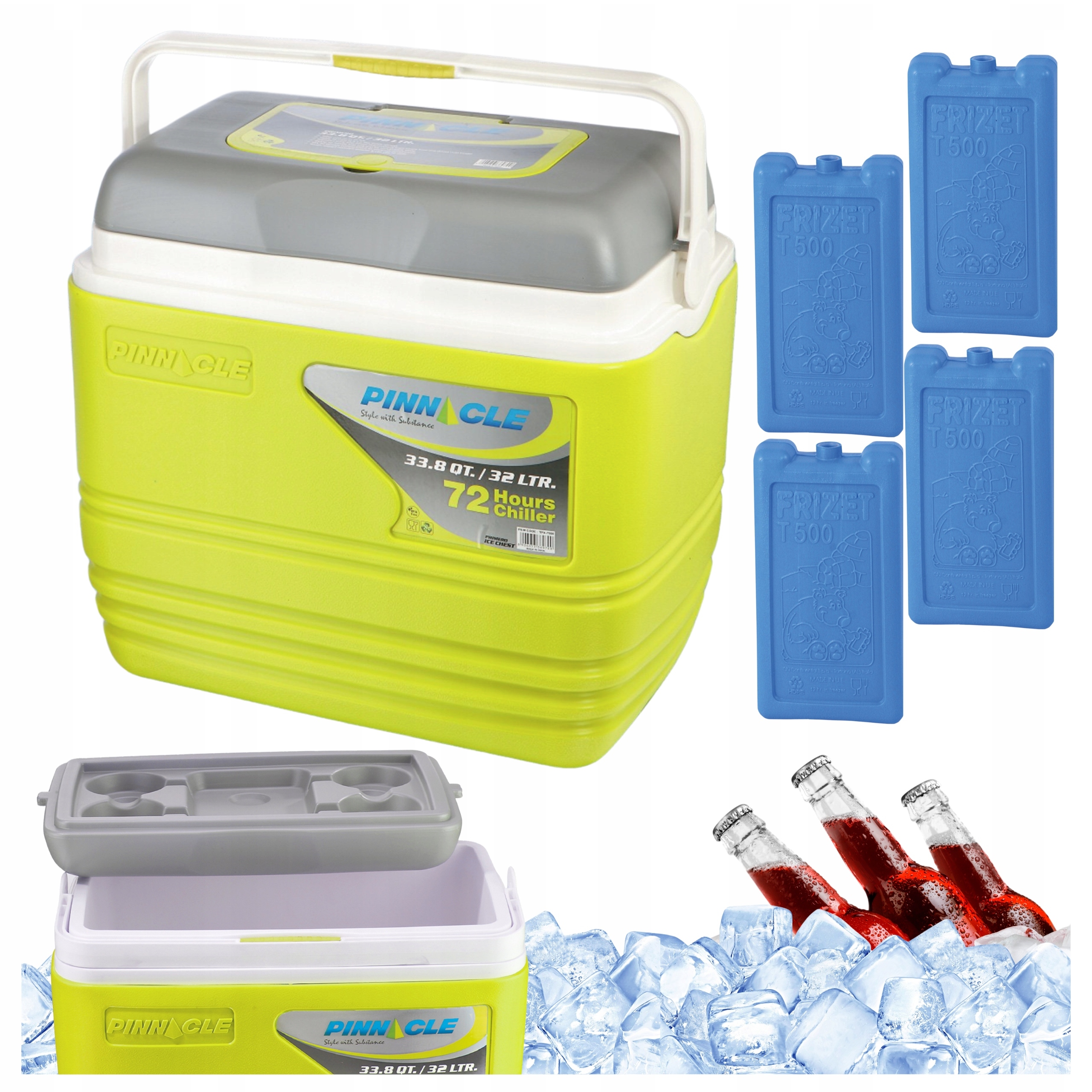 Přenosná turistická lednička Pinnacle TPX7000 32L zelená 4 náplně 500 ml
