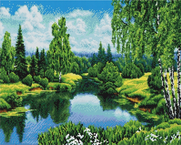 Diamantová mozaika na křoví 40x50 Ipicasso