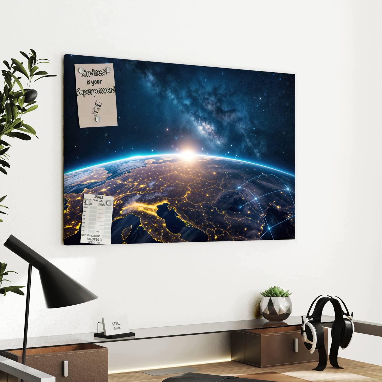 Magnetická tabule Východ slunce Země 60 × 40 cm