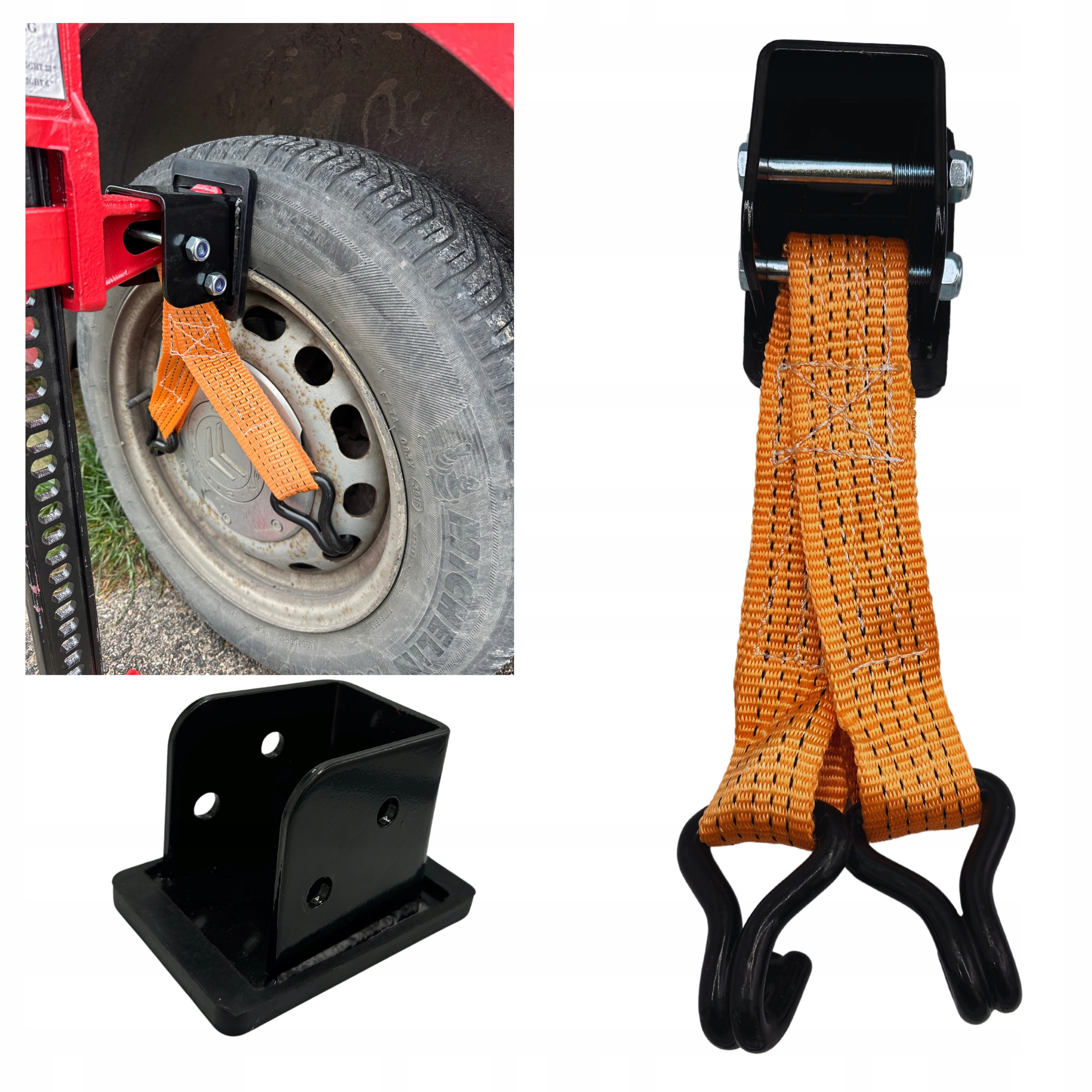 Držák uchycení adaptéru na ráfek kola hi-lift zvedáku 4x4 off-road páka