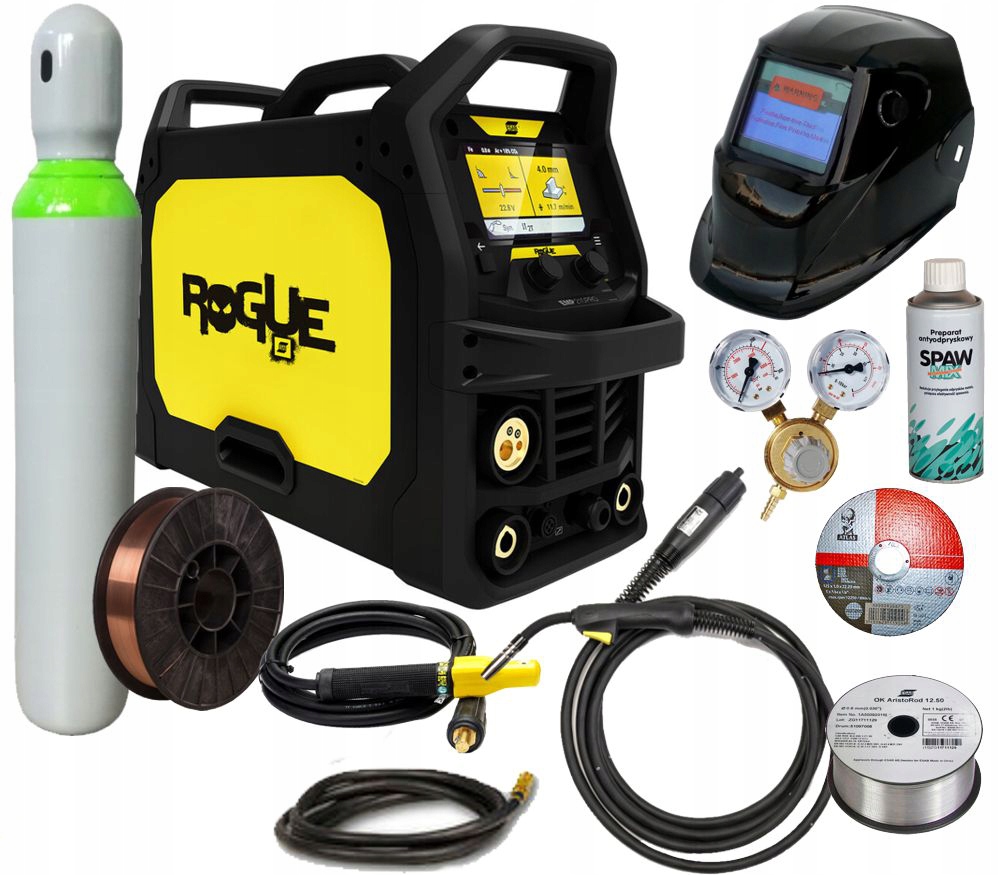 Spawarka migomat Esab Rogue Emp 210 Pro uchwyt MXL 201 Mig Tig Mma zestaw