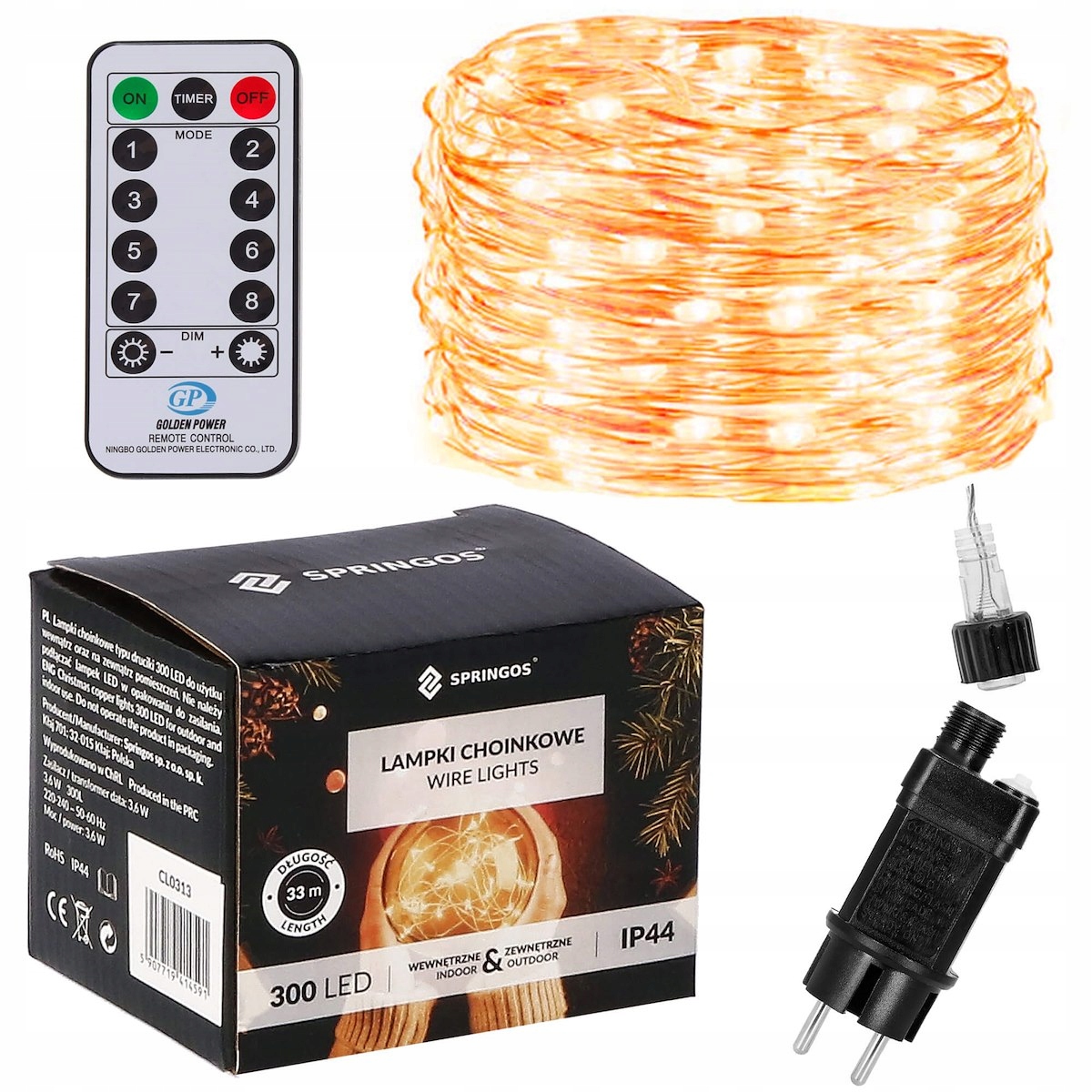 

Lampki Druciki 300 Led Mikro Biały Ciepły Pilot