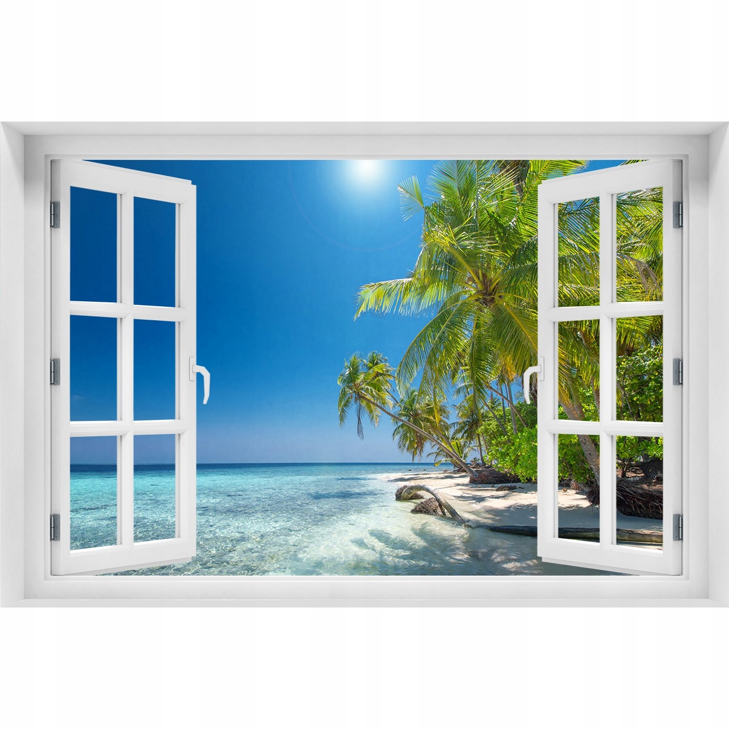 

3D Okno Naklejka na ścianę Malediwy plaża 120x80