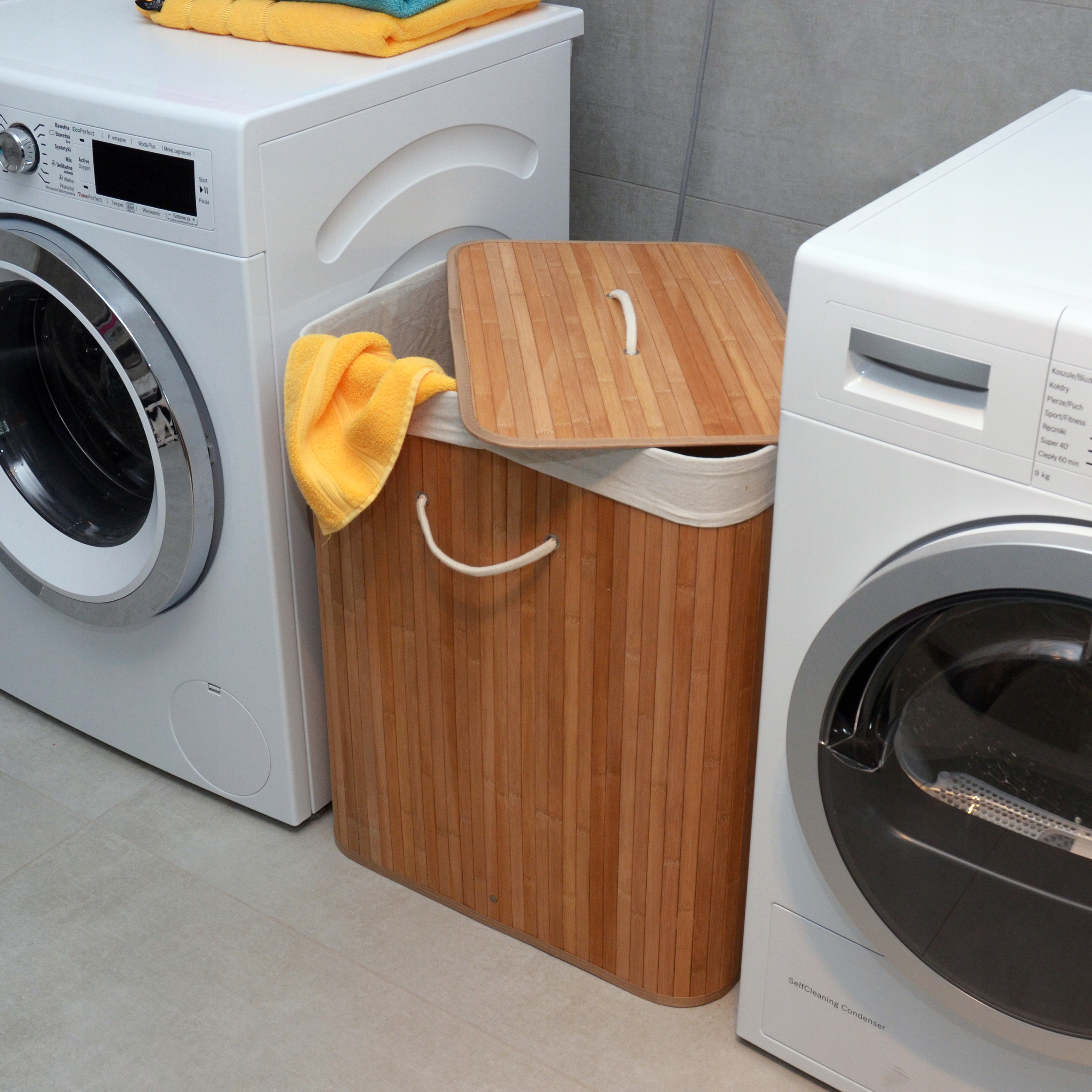 ПРАЧЕЧНАЯ КОРЗИНА 2 КАМЕРНЫЙ БАМБУК НАТУРАЛЬНЫЙ КОНТЕЙНЕР Yoka Home brand