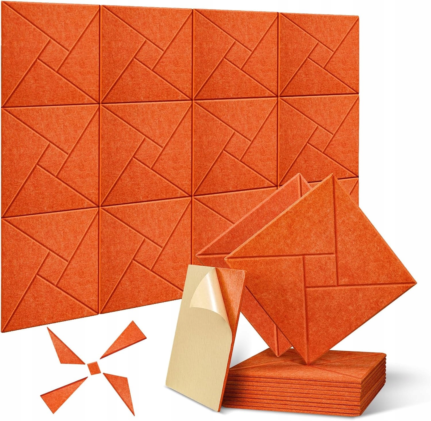 PANELE AKUSTYCZNE POMARAŃCZOWE WE WZORY 30X30X1 12 SZTUK SAMOPRZYLEPNE PREM