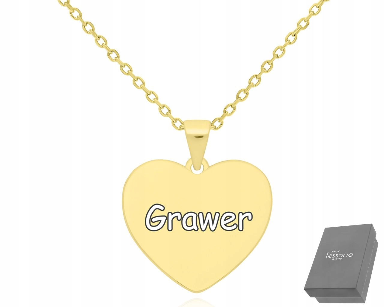 Zlatý Náhrdelník Srdce s gravírováním Velký Pro Ženy délka 42 cm ryzost 925