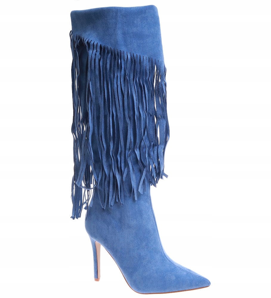 DAMSKIE KOZAKI Z FRĘDZLAMI BUTY NA SZPILCE jesienne buty boho 15114 38 Marka inna