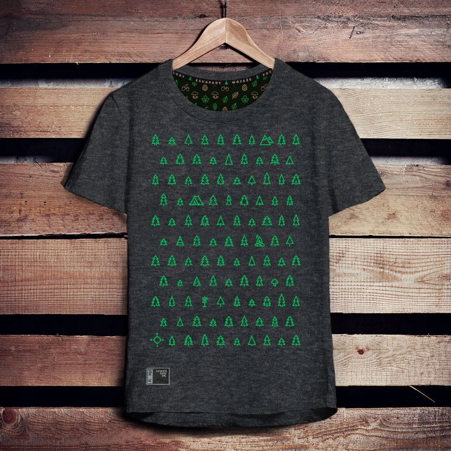 Koszulka turystyczna LAS IGLASTY drzewa szara XXL