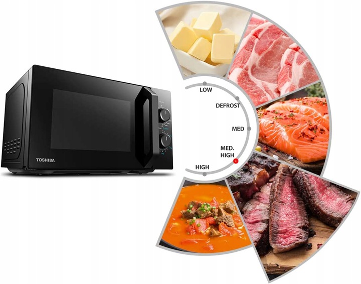 TOSHIBA Kuchenka mikrofalowa z grillem GRILL 20l MW2-MG20PF Kolor dominujący czarny