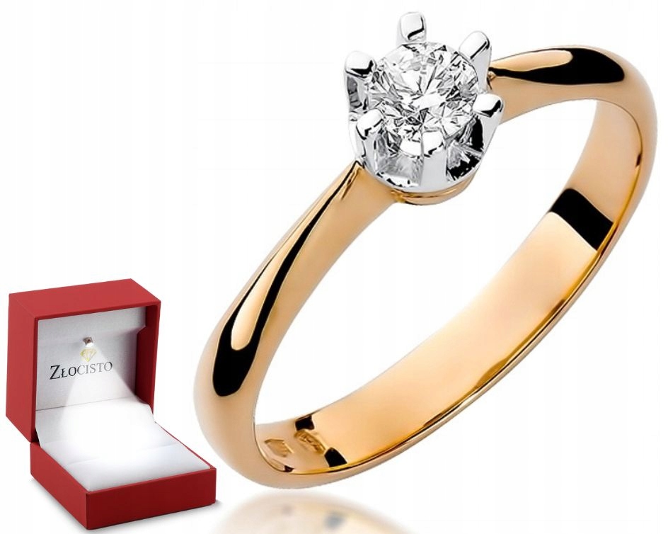 Różowe złoto pierścionek z brylantem 0,23 Ct 585