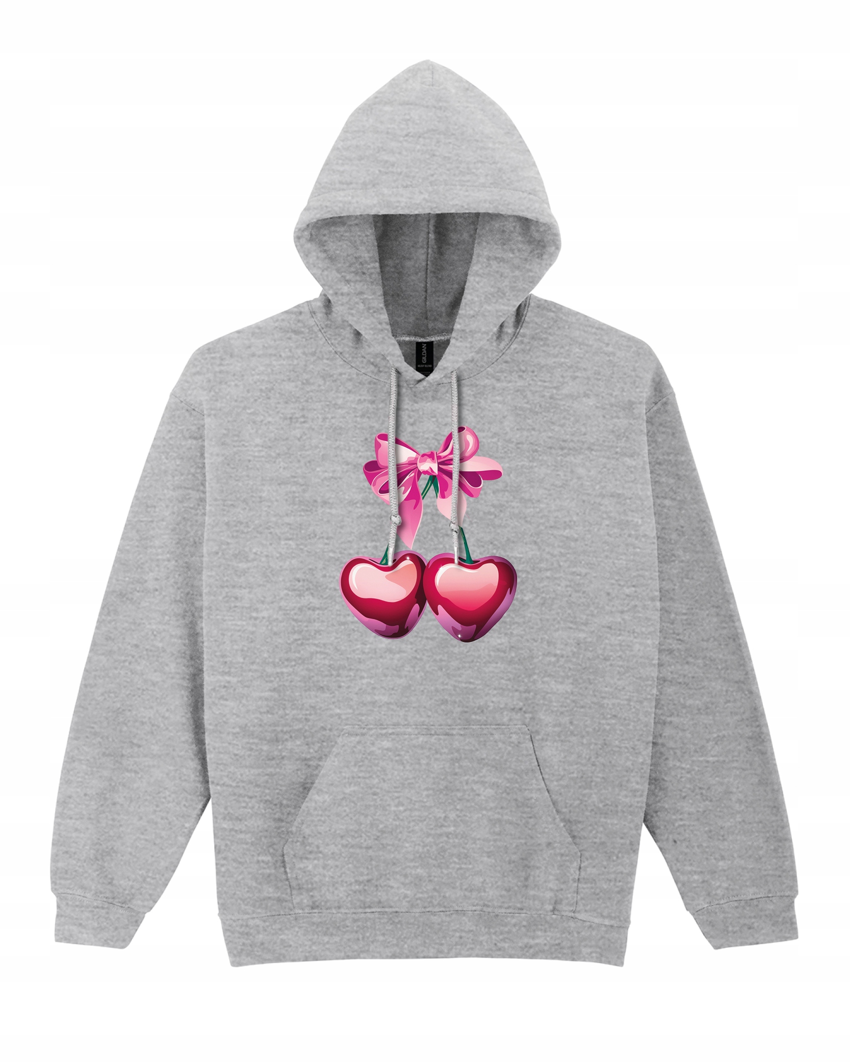 Mikina s potiskem třešní, srdíček, ovoce a třešní, s potiskem XXL