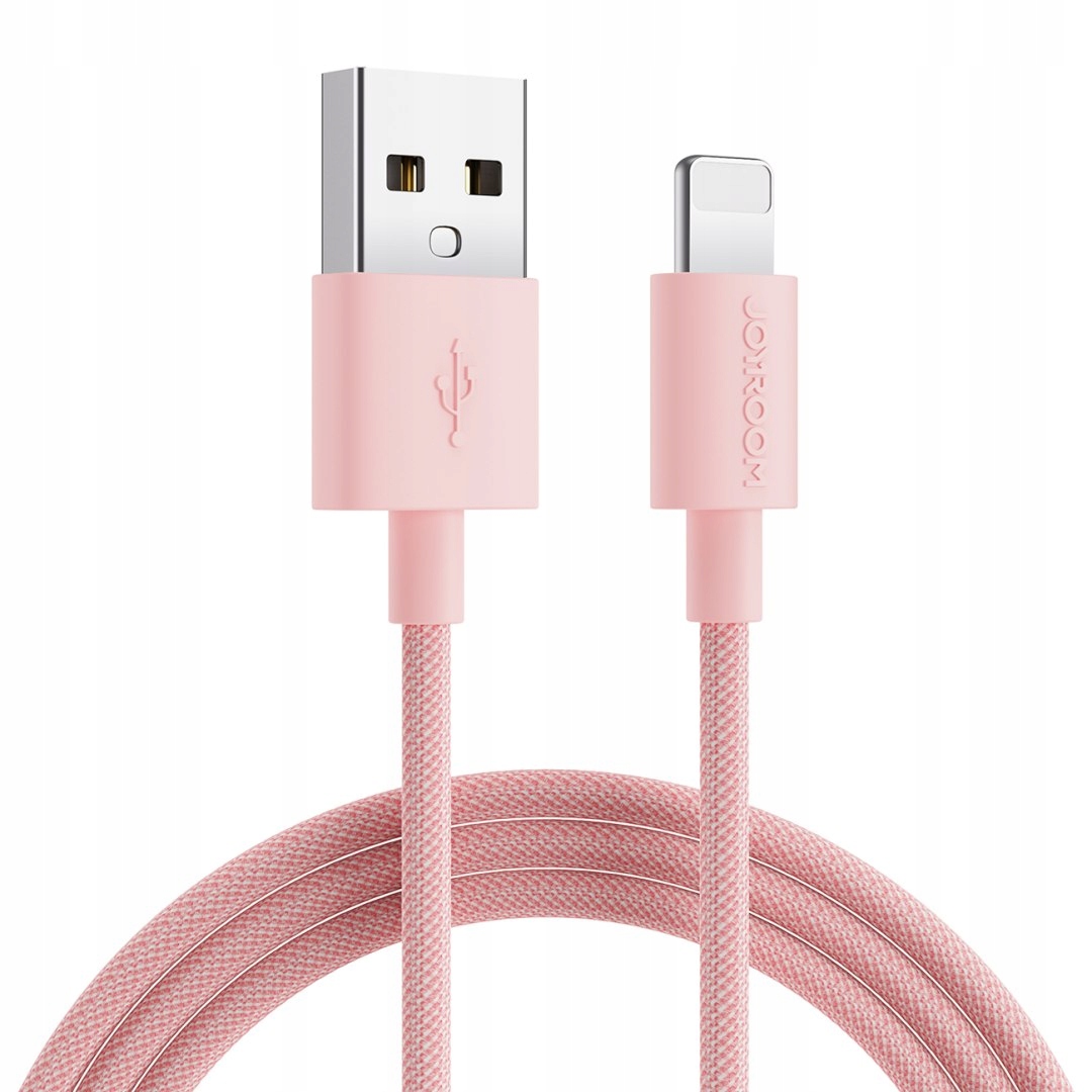 Kabel przewód w oplocie do iPhoneUSB-A Lightning 2m pastel różowy