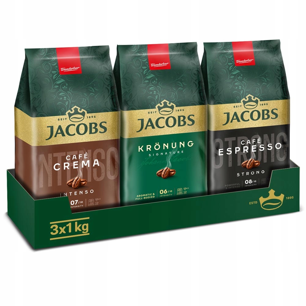 Kawa ziarnista Jacobs Crema Intenso, Kronung, Espresso Strong 3x 1kg