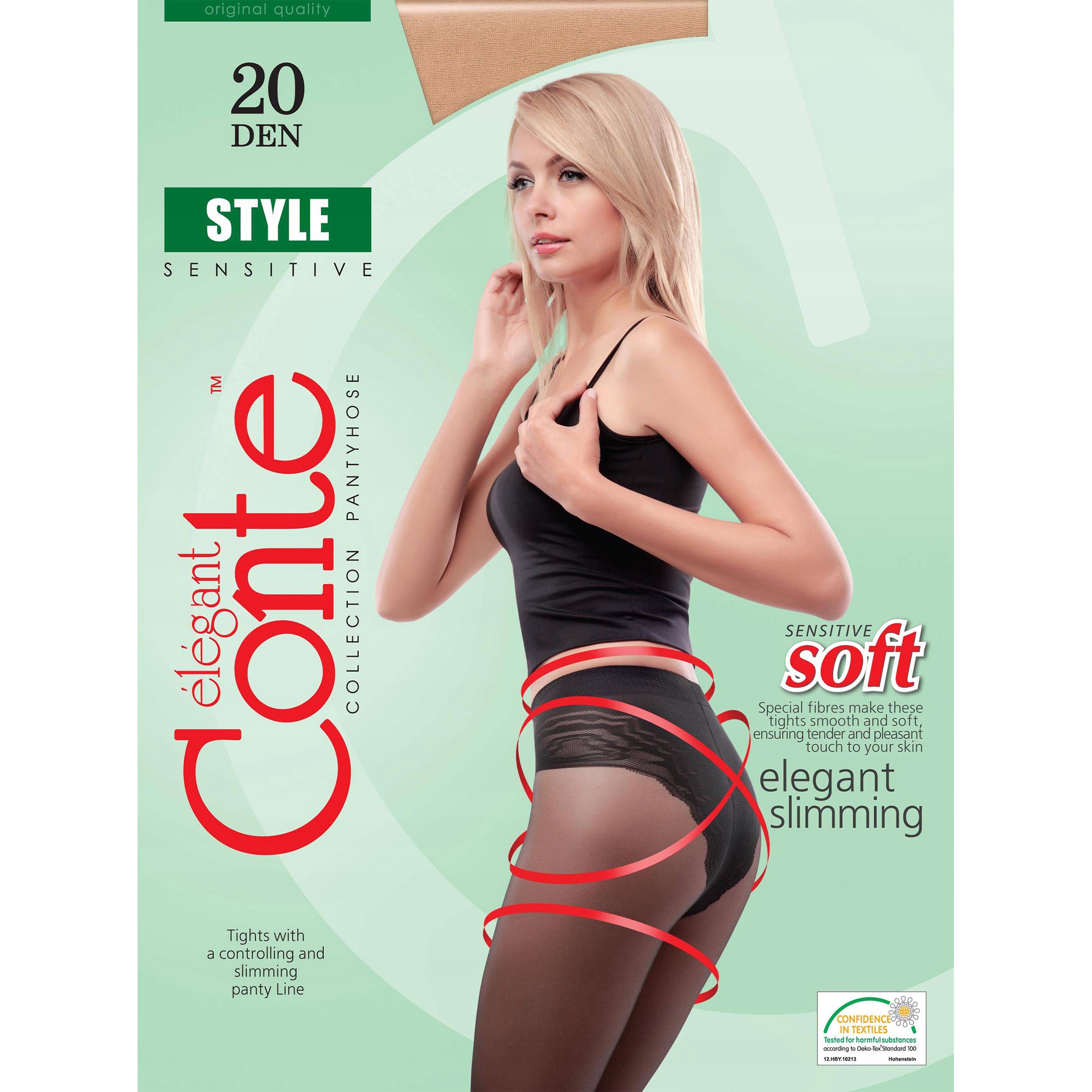 Rajstopy WYSZCZUPLAJĄCE z ażurowymi majtkami Conte STYLE 20 den LYCRA Wykończenie inne