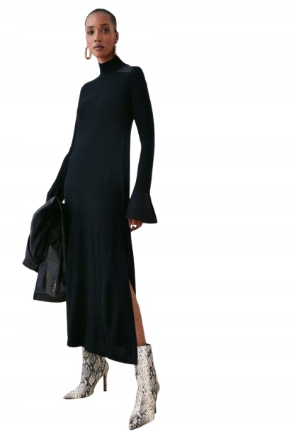 Karen Millen Černé Šaty Pro Nízké S Rozparkem S B1F