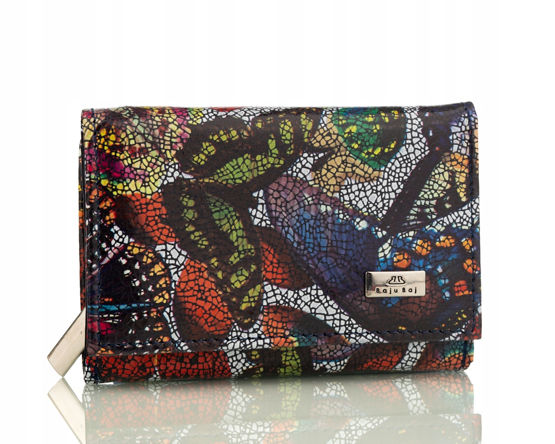 Dámská kožená peněženka s květinami, zip, polský