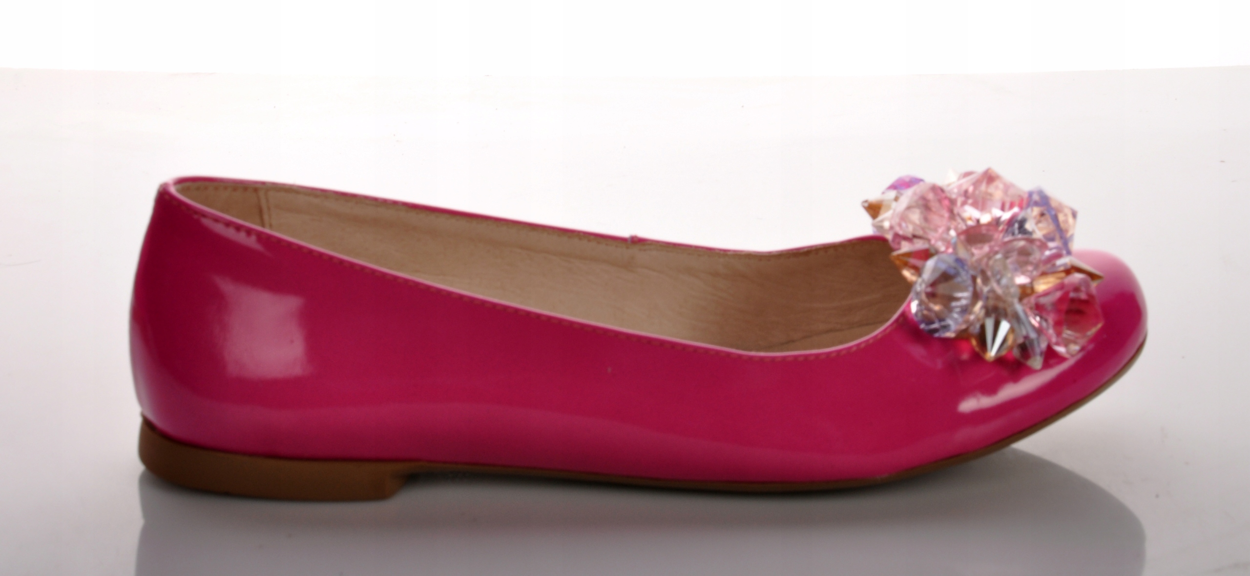 Baleriny skóra KAMYKI CYRKONIE OZDOBA RÓŻ BULLET42 Marka Bullet