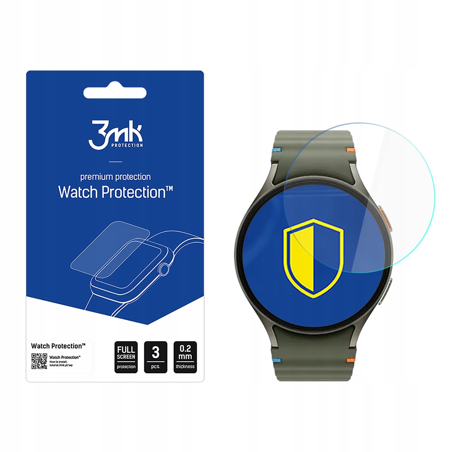 3 szt. Szkło hybrydowe do Samsung Galaxy Watch 7 44mm 3mk Watch Protection