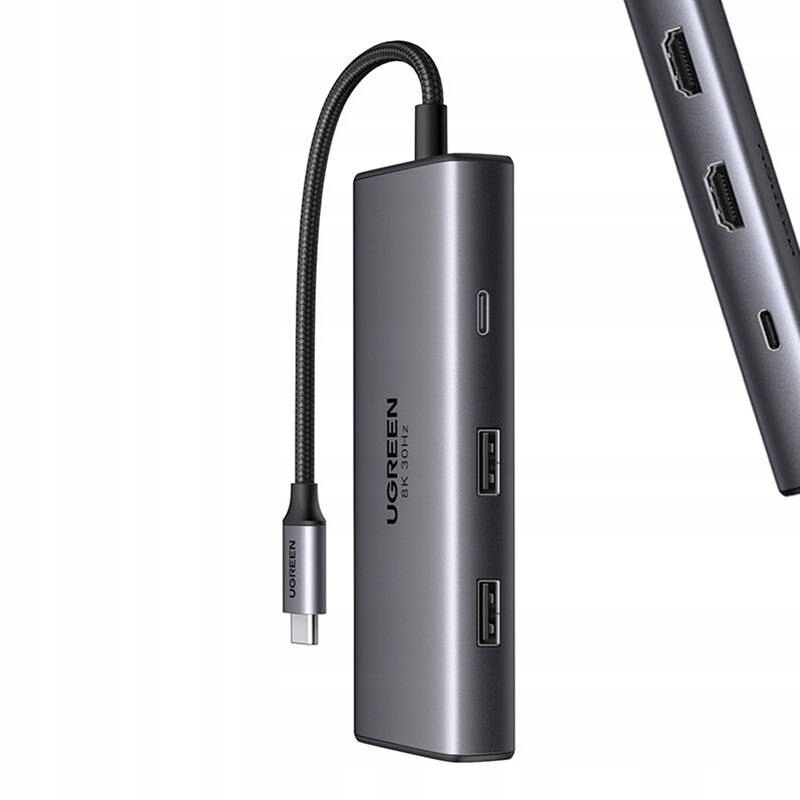 UGREEN CM498 6w1 2x USB-A 3.0 USB-C 3.0 2xHDMI PD Szary