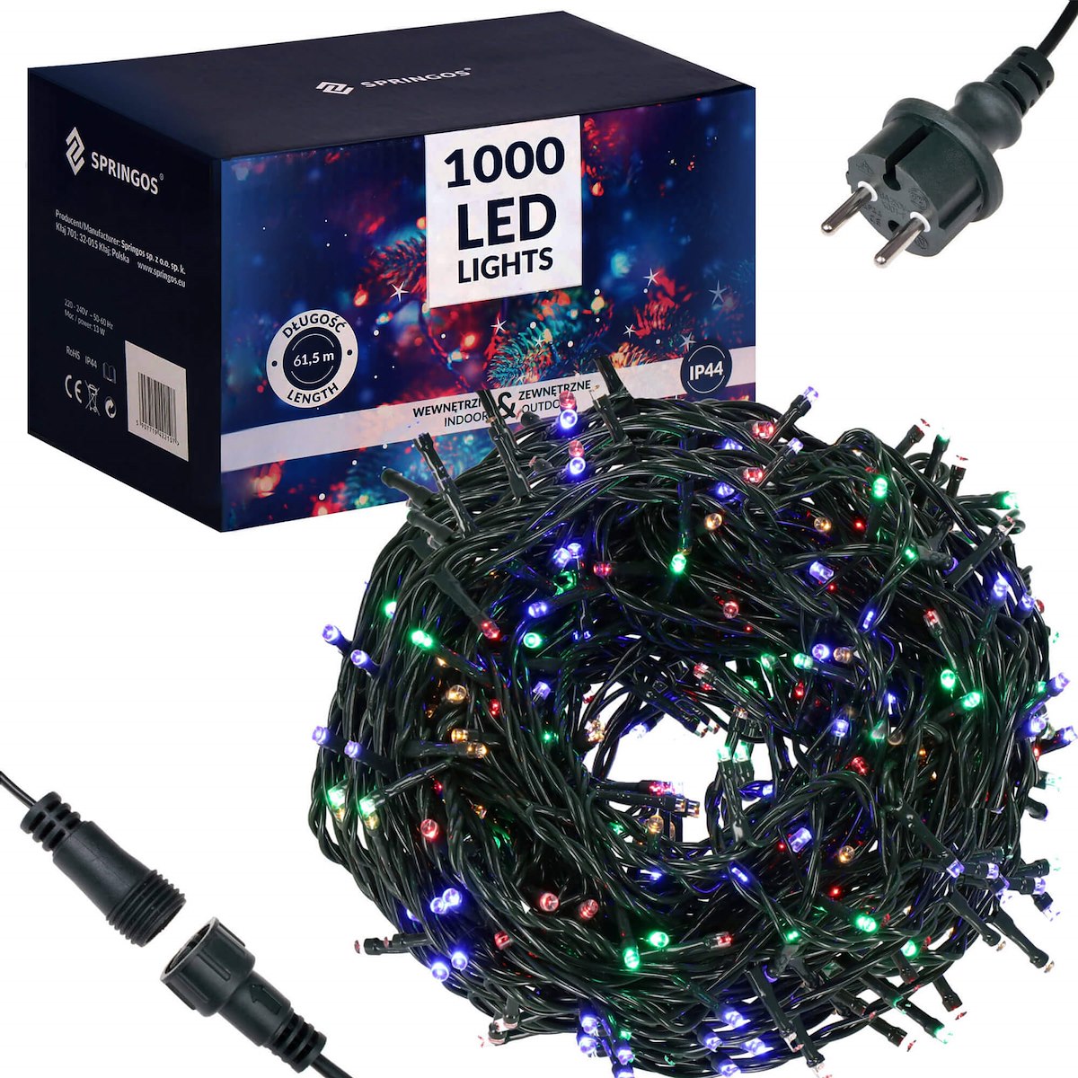 

Lampki Choinkowe Zewnętrzne 61m Multikolor IP44