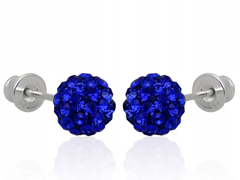 

Kolczyki Wkrętki Kulki Shamballa Szafir 8MM 925