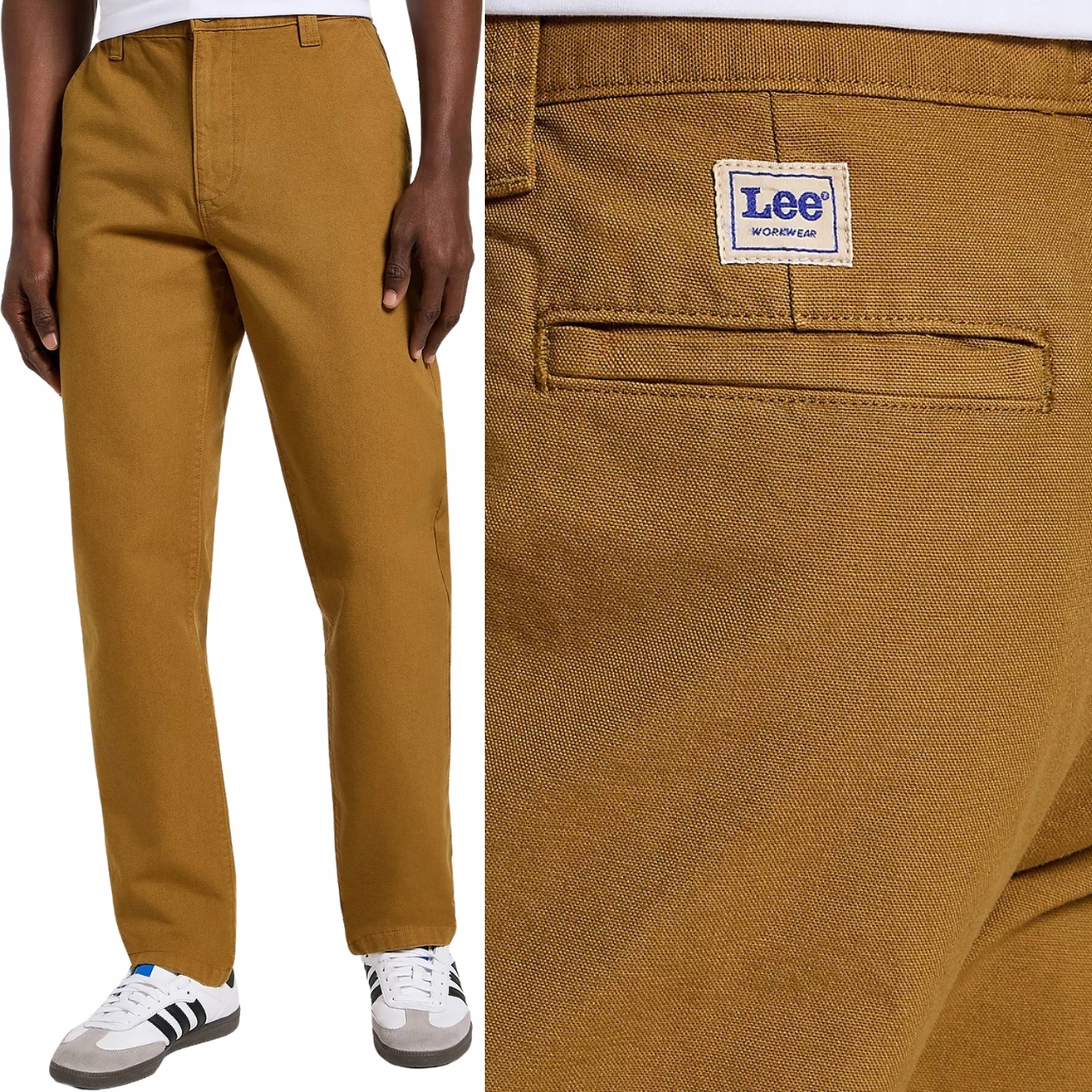 Lee Relaxed Workwear Chino volné červené látkové kalhoty chinosy W33 L34