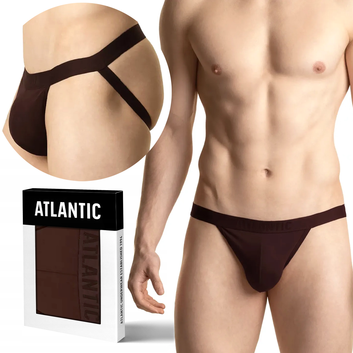 Slipy pánské Atlantic 1571 Jockstrap odkryté slipy s proužky XL