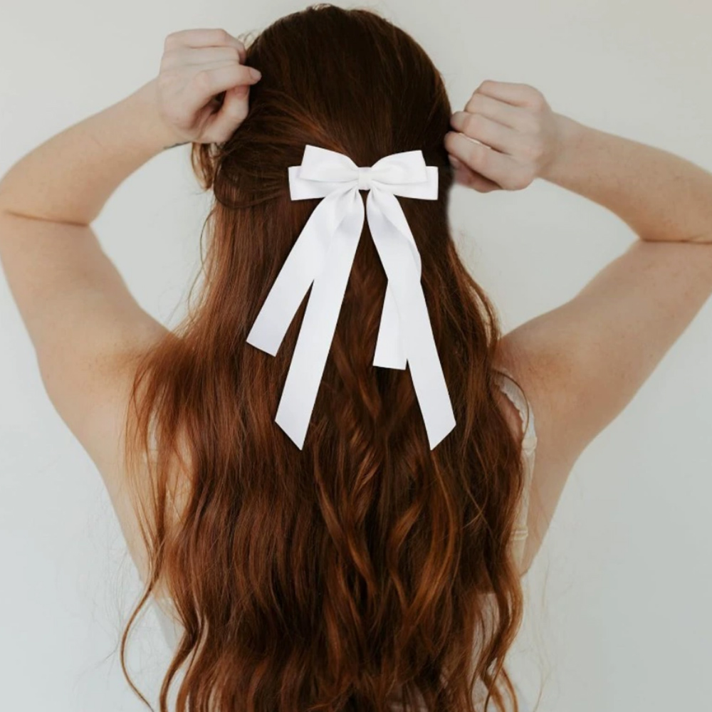 SPINKA DO WŁOSÓW KOKARDA WSTĄŻKA DŁUGA KOKARDKA OZDOBA ŚLUB KOMUNIA BIAŁA Kolor dominujący biały
