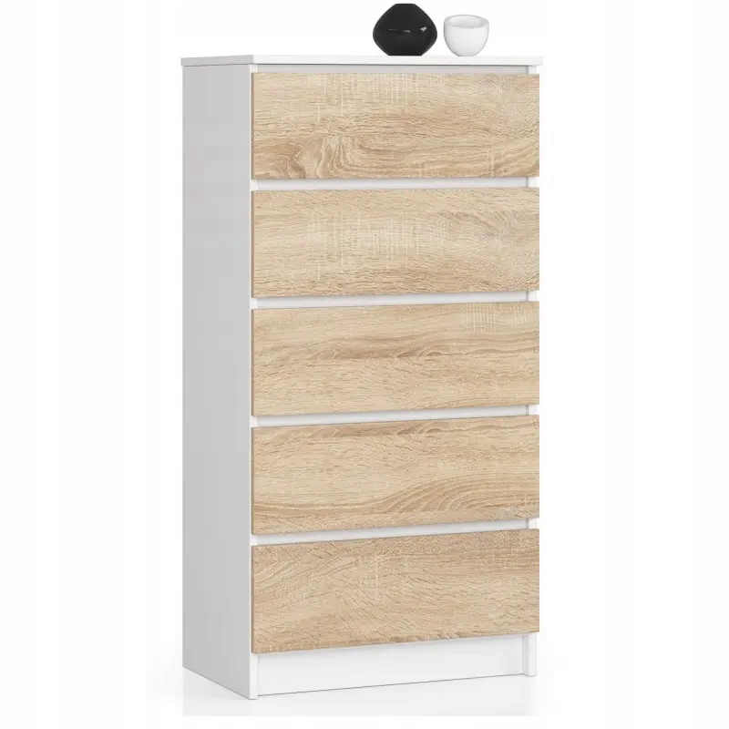 

Wysoka pojemna komoda 60 biała sonoma 5 szuflad