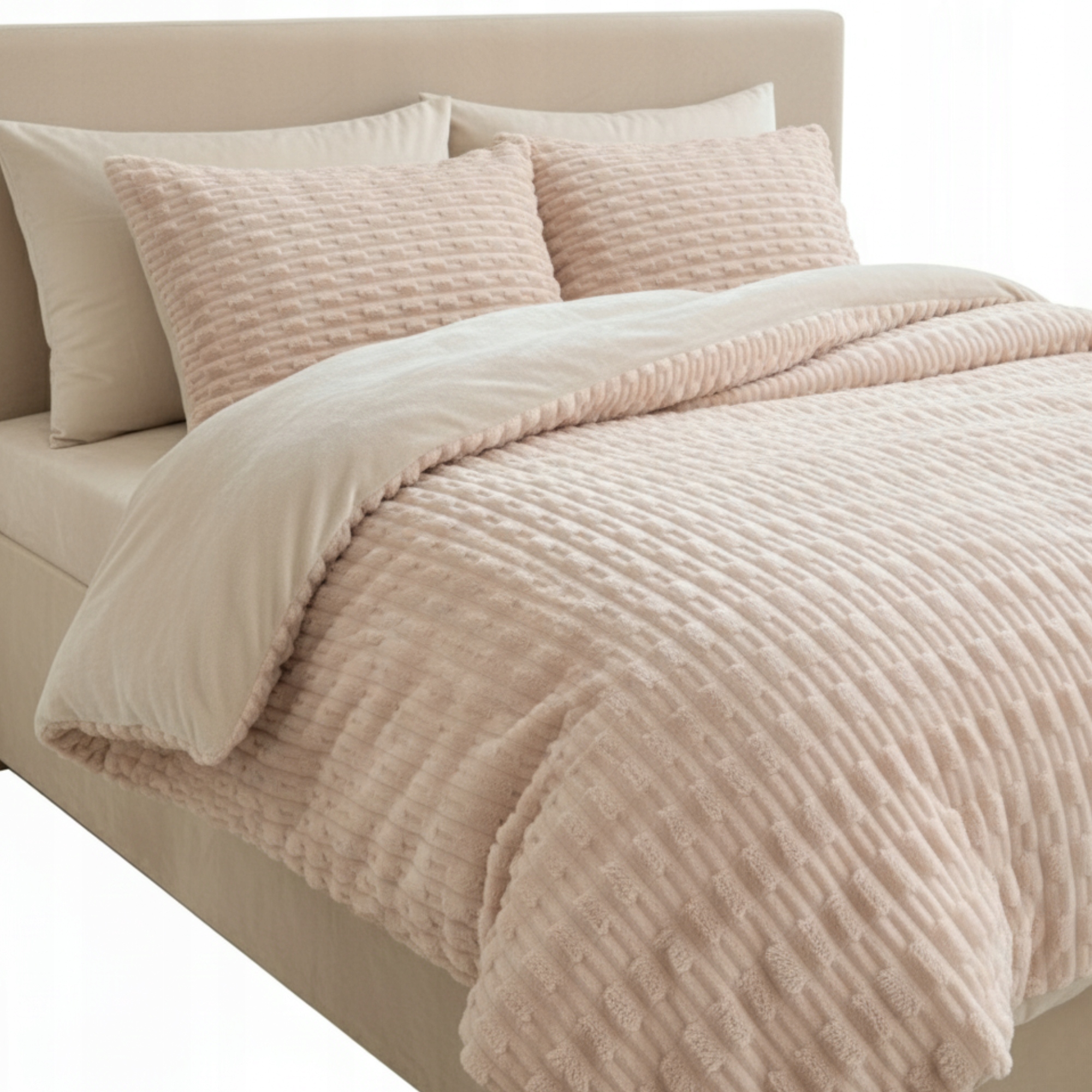 Sada Povlečení 200x220+ 2x 70x80 Béžová Teplá Měkká