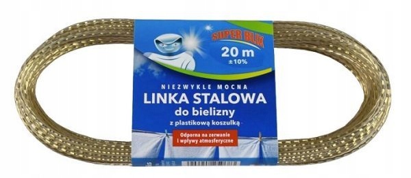 

Linka Stalowa powlekana Sznur Do Bielizny 20m Mocn