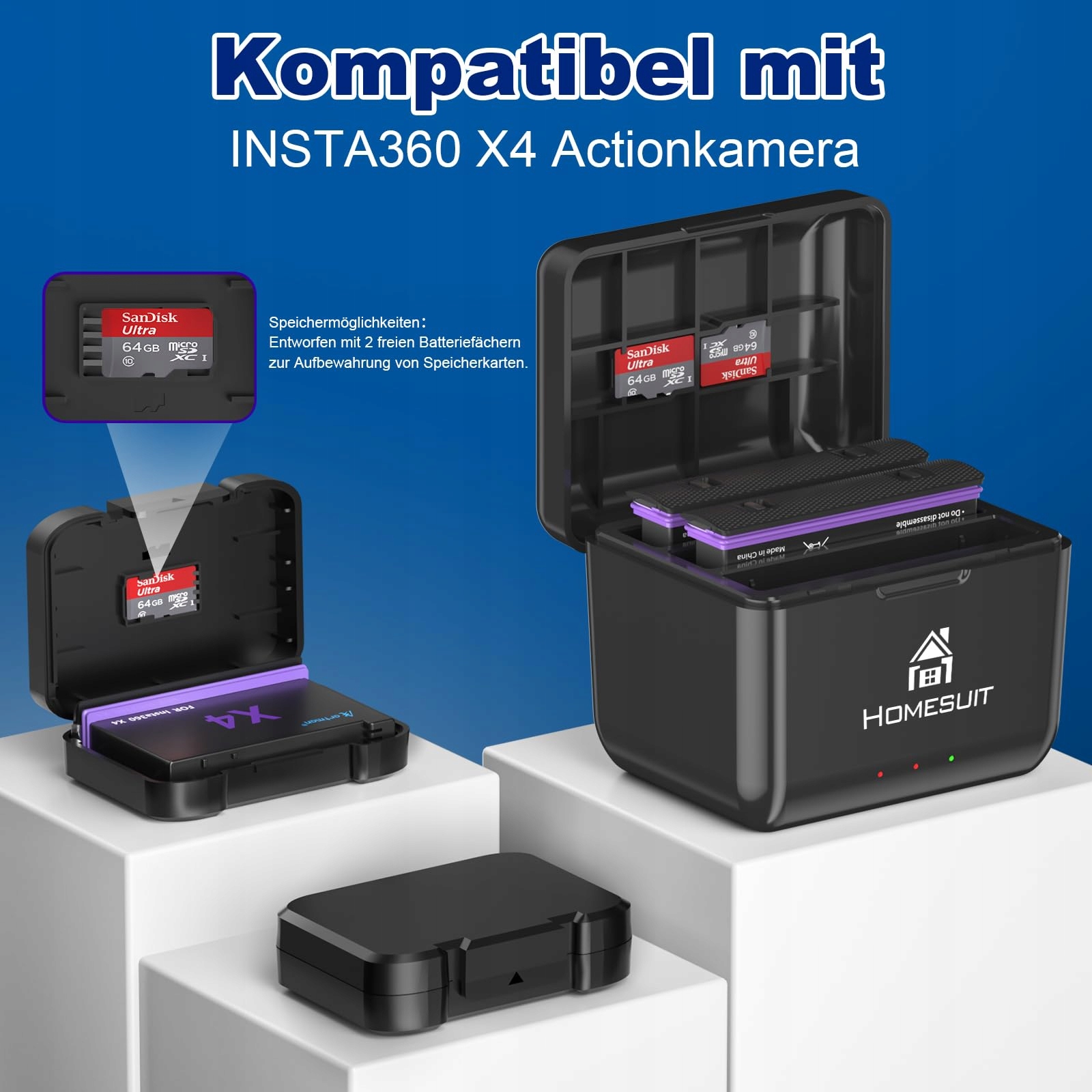 Homesuit Akumulator 360 X4 2500 mAh i szybka 3-kanałowa ładowarka USB — miniatura 6