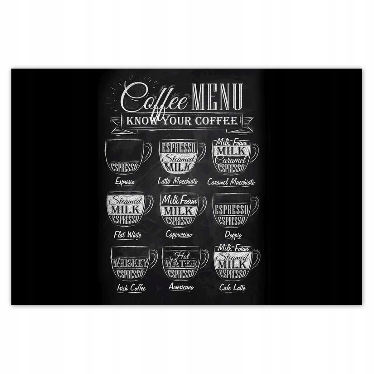 Plakáty 200x135 Cafee menu na černém pozadí