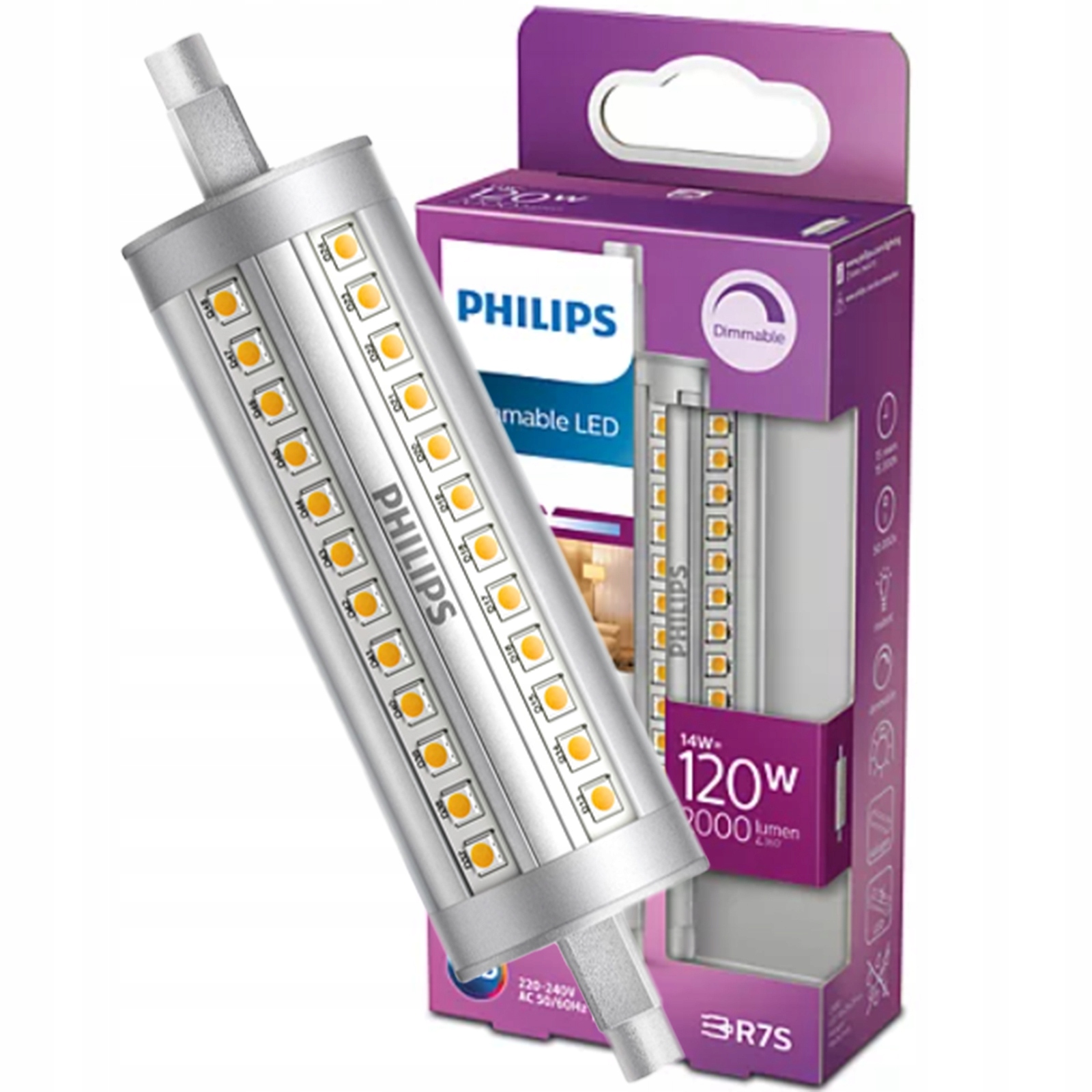 Led žárovka R7S Žárovka 14W 120W 2000lm 3000K Teplá, stmívatelná Philips
